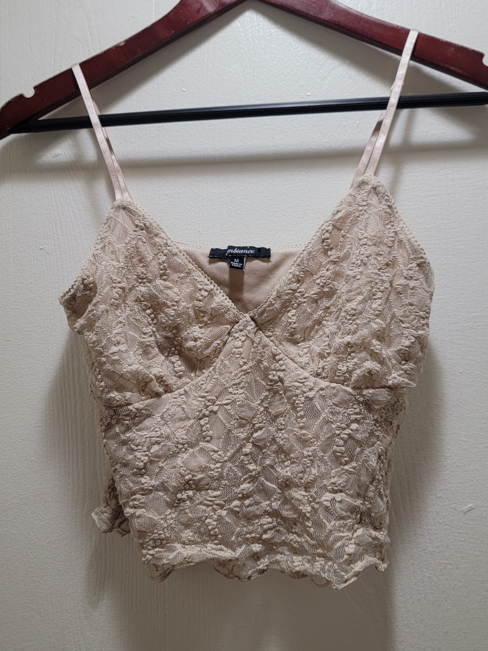 Ambiance Nude Lace Camisole with Adjustable Straps